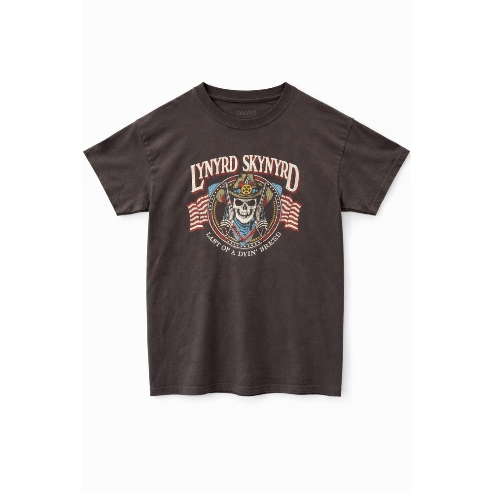 Lynyrd Skynyrd Band T-Shirt Mens Medium Brown Graphic Tee Rock Tour Style